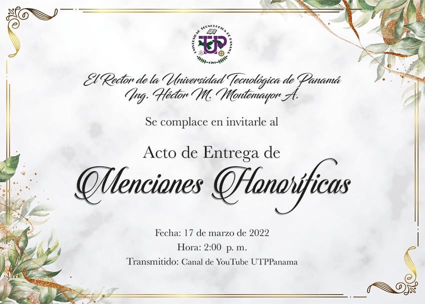 Invitación al Acto de Menciones Honoríficas 2022 Universidad