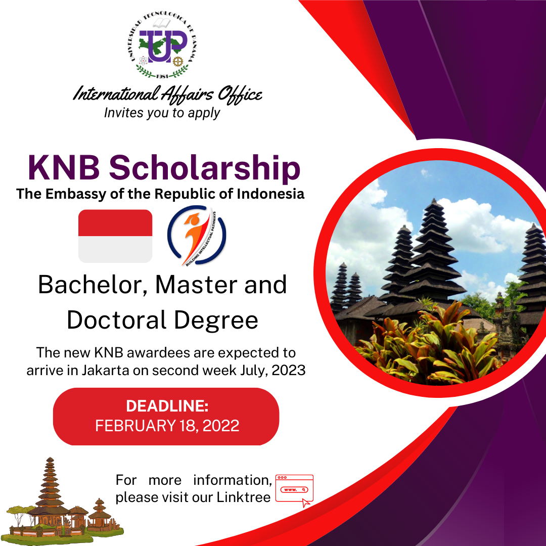 KNB Scholarship 2023 - Embassy Of Indonesia | Universidad Tecnológica ...