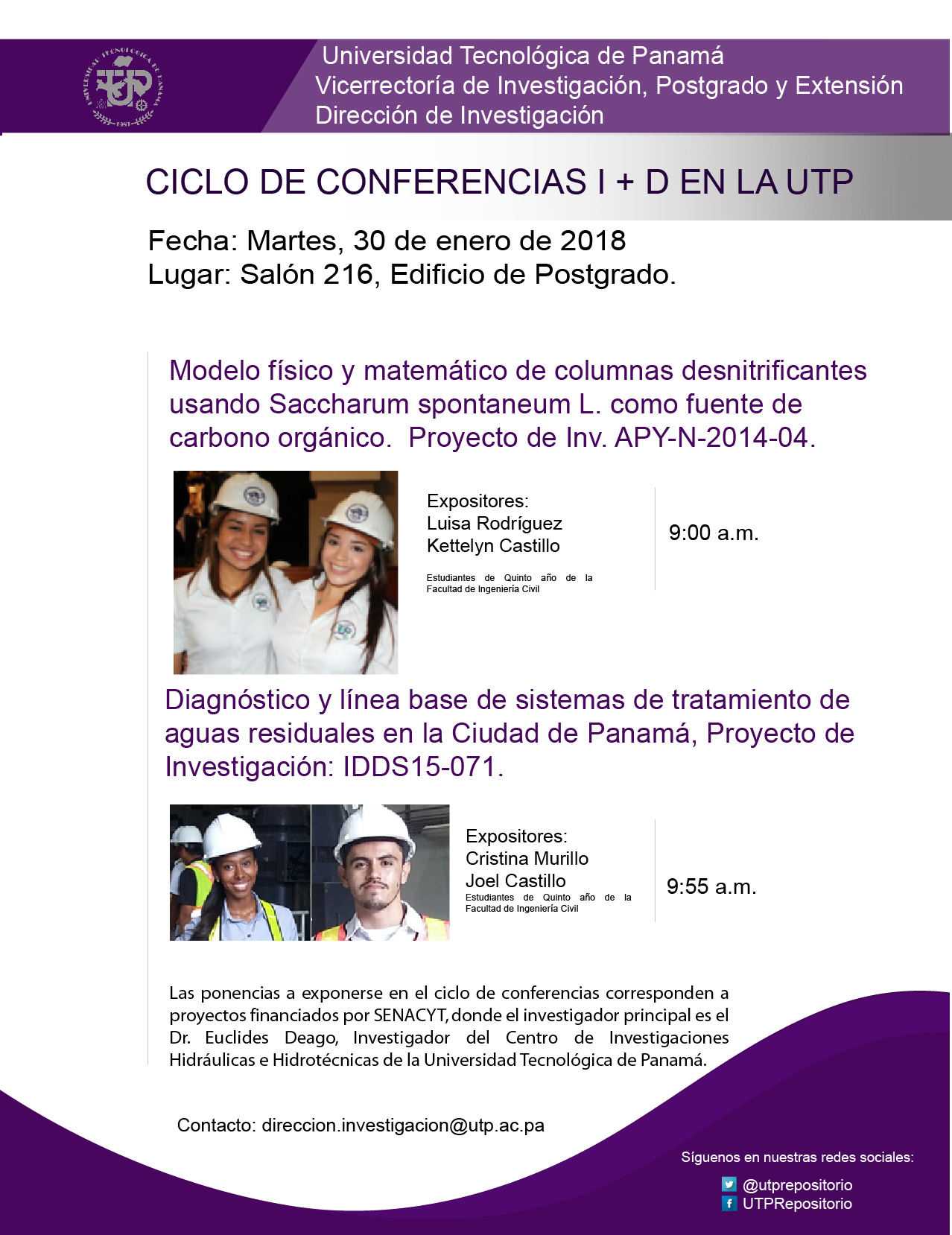 CICLO DE CONFERENCIAS DE I+D EN LA UTP | Universidad Tecnológica de Panamá