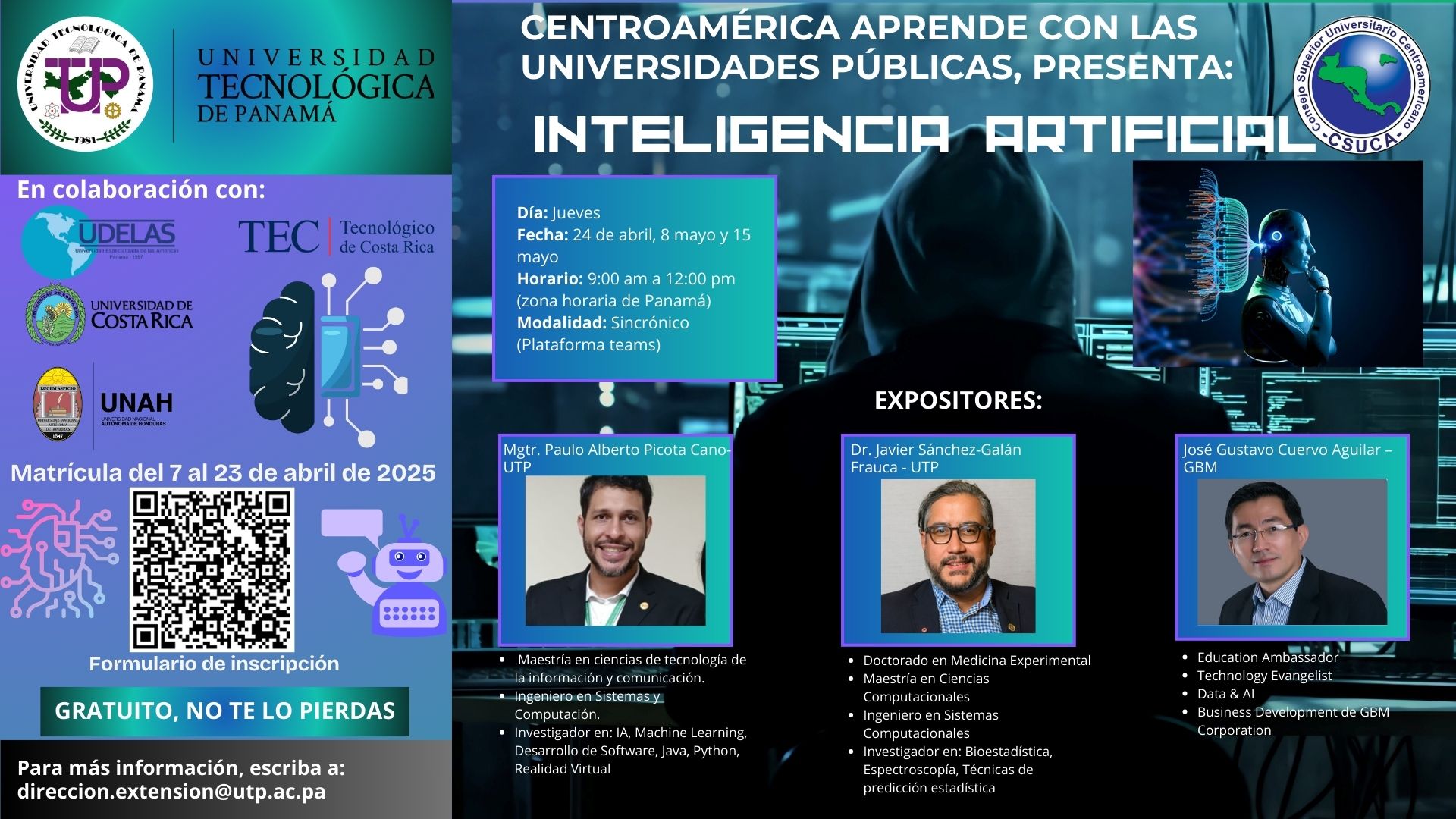 Afiche del Curso en IA 2025 - UTP Panamá - Centroamérica Aprende con las Universidades Públicas