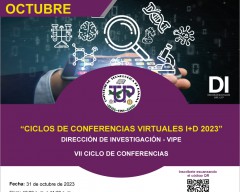 VII Ciclo de Conferencias Virtuales I+D 2023, se llevará a cabo el día 31 de octubre de 2023, en horario de 10:00 a. m. a 11:20 a. m.