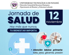 Jornada Salud , el 12 de nov de 7 am a 12md, en el edificio VIPE-VIAD