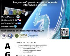 Webinar Programa Copernicus: Aplicaciones de Información Satelital, Día martes 17 de mayo a las 10:00 am