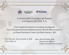 Invitación Premiación de Hersilia Ramos Argote y Premio Nacional de Cuento José María Sánchez 