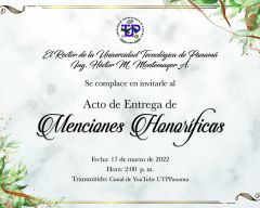 Invitación al Acto de Menciones Honoríficas 2022
