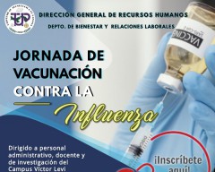 Jornada de vacunación contra la influenza, los días 29 y 30 de junio en un horario de 8:00 A 10:00 AM