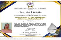 Lic. Shanida Castillo, Centro Regional de la UTP en Azuero; en la Categoría Excelencia Administrativa.