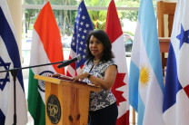 Mgtr. Sonia Sevilla, Vicerrectora Académica de la UTP, dio las palabras de apertura de la Feraia. Mgtr. Sonia Sevilla, Vicerrectora Académica de la UTP
