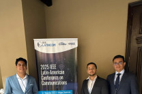Jonathan Gonzalez, Felisindo García, Eladio Quintero, estudiantes de la UTP ganadores del concurso, fueron invitados a participar de IEEE LATINCOM 2025, como parte de su premio.