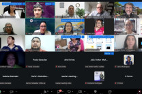 Pantalla compartida durante el periodo de preguntas y respuestas con los docentes participantes.