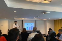 Estudiante Rancés Tello, haciendo su presentación en el Concurso Internación de proyecto de Investigación estudiantil, LACCEI-2025.