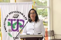 Vicerrectora de Vida Universitaria, Vivian Valenzuela, hizo el lanzamiento de la Semana de Valores.