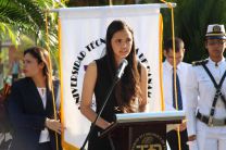 Zuri Rodríguez, de la Facultad de Ingeniería Civil, habló en representación de los estudiantes.