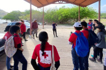 Estudiantes participan de la jornada de restauración de manglares. 