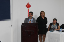 Palabras de bienvenida por el Subdirector de Vida Universitaria Mgtr. Héctor Rosales.