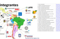 Aparecen todos los nombres de los países y de las universidades de Iberoamérica miembros de la Redes RIBIERSE– CYTED.