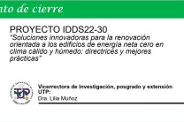 La Dra. Lilia Muñoz, Vicerrectora de Investigación, Postgrado y Extensión de la UTP, hace uso de la palabra durante el evento de cierre virtual del proyecto IDDS22 – 30.