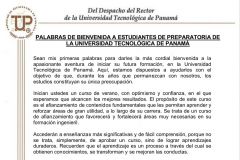 Palabras de Bienvenida a Estudiantes de Preparatoria de la UTP.