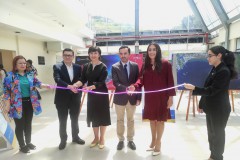 Corte de cinta por parte de S. E. Izabela  Matusz, Embajadora de la Unión Europea en Panamá; Dr. Rodney Delgado Director Nacional de Ciencias Espaciales; Ing. Carlos Kan director de la AIG; Mgtr. Mabel Del Cid, Directora de Relaciones Internaciones.