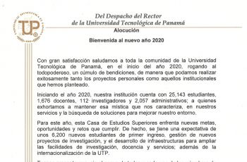 Alocución enviada por el Rector de la UTP a toda la comunidad universitaria.