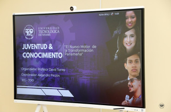 Título del conversatorio y panelistas.