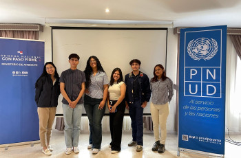 Estudiantes Laura Ortega, Lourdes Franco, Williams Polanco y Anthony Yáñez, miembros de la agrupación DOBRO STG UTP.