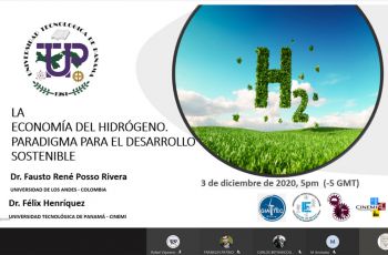 Afiche de la Conferencia: “La Economía del Hidrógeno, Paradigma para el Desarrollo Sostenible”.