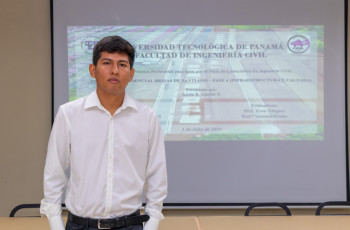 Aaron Aguilar, estudiante de la Licenciatura en Ingeniería Civil del Centro Regional de Veraguas sustentó su trabajo de graduación correspondiente a una práctica profesional, el 3 de julio.