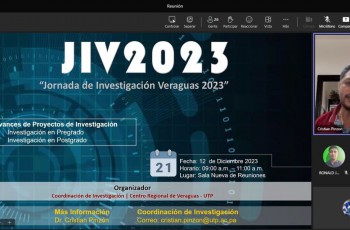 La Coordinación de Investigación del Centro Regional de Veraguas, a cargo del Dr. Cristian Pinzón, organizó la Jornada de Investigación Veraguas (JIV) 2023, en su tercera versión, el 12 de diciembre.