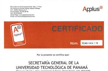 Secretaría General, fue evaluada y certificada por Applus México S.A. 