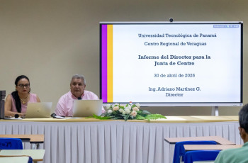 El presidente de la Junta y director del Centro Regional, Mgtr. Adriano Martínez, presentó su informe de gestión correspondiente a las actividades desarrolladas en el Centro Regional de Veraguas.