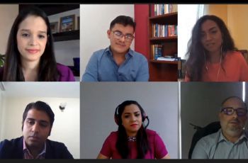 Estudiantes y docentes durante el conversatorio virtual.