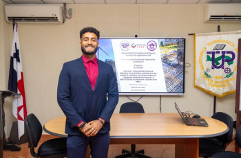 El estudiante Isaí González, de la Licenciatura en Ingeniería Civil del Centro Regional de la Universidad Tecnológica de Panamá (UTP), en Veraguas, sustentó su informe de práctica profesional como opción al título de Ingeniero Civil.